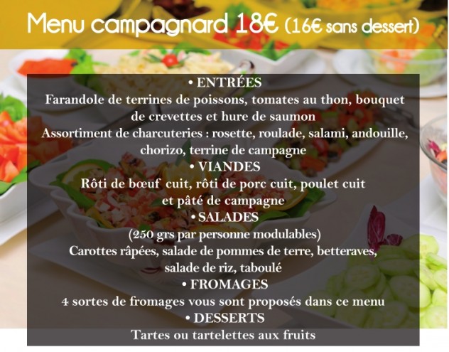 Le menu Campagnard 18 euros
